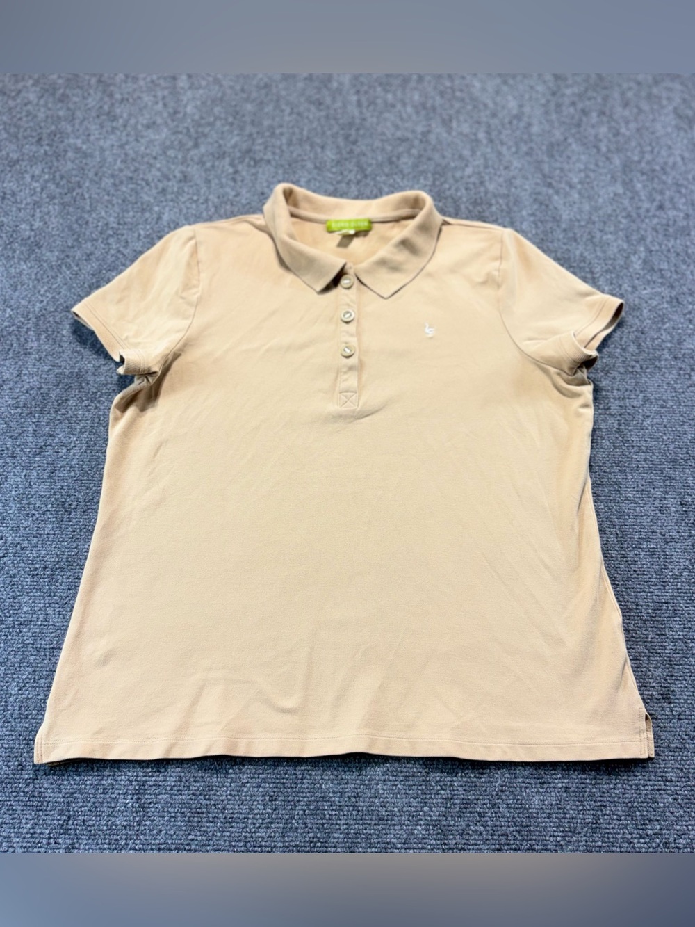 Sigrid Olsen Womens Sz L Polo Shirt Short Sleeve Tan Beige Collared Cotton
Blend